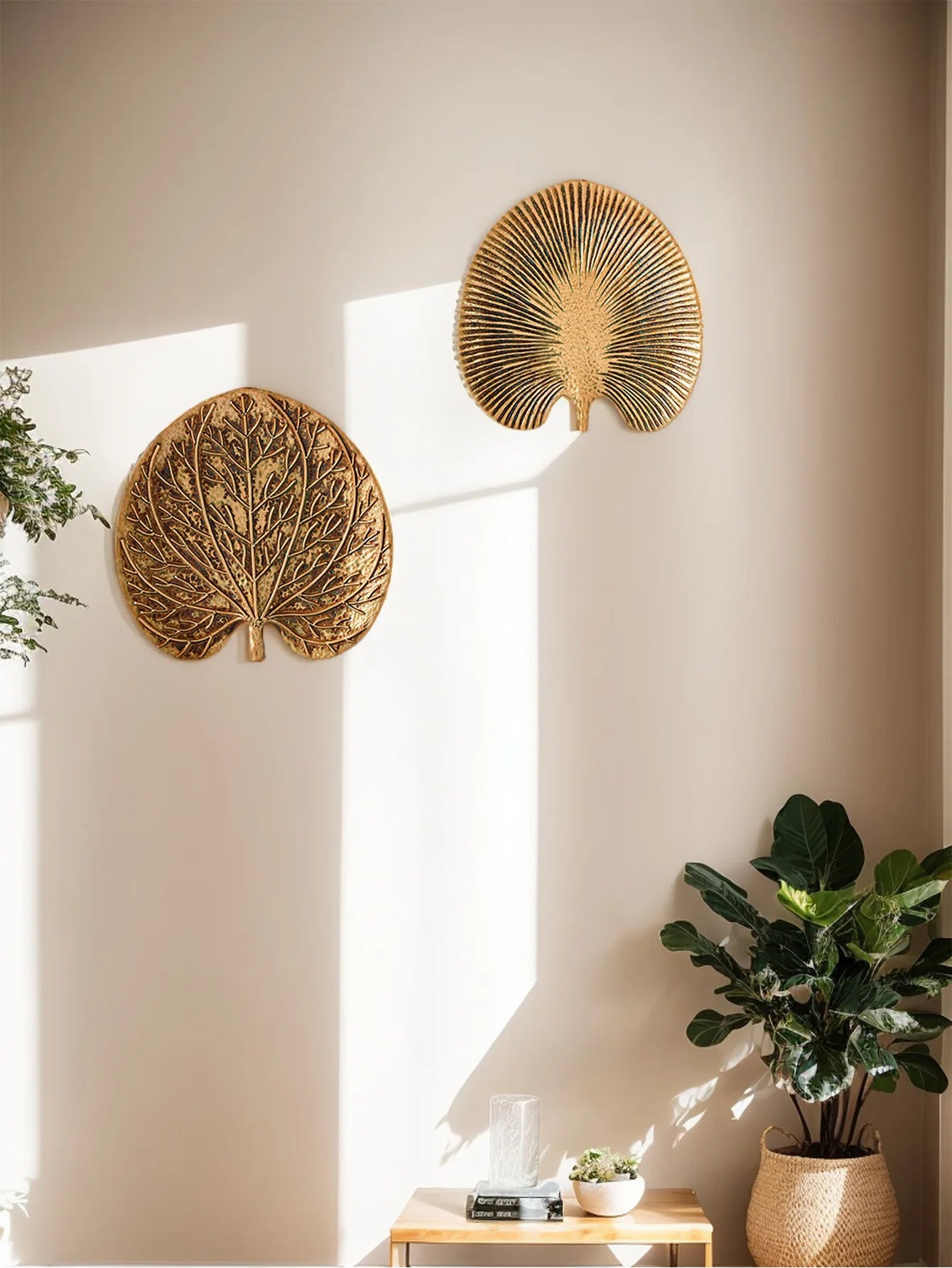 Hollywood Regency Golden Ginkgo Leaf Wall Art