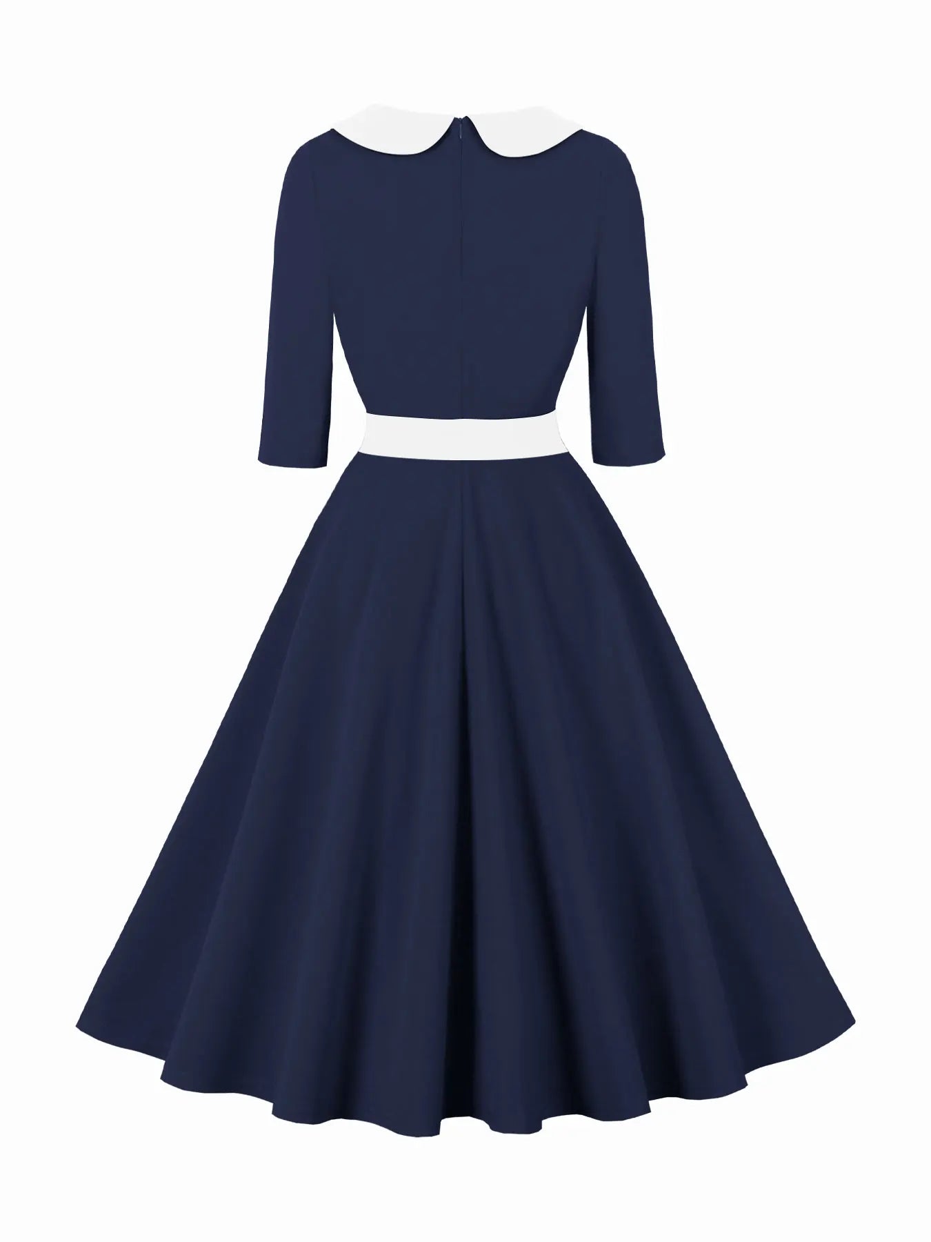 Contrast Collar Fit & Flare Dress