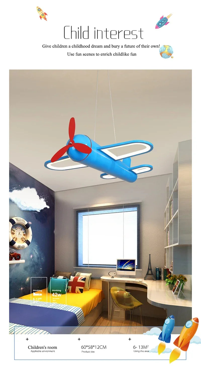 Retro Pop Cartoon Iron Airplane Chandelier