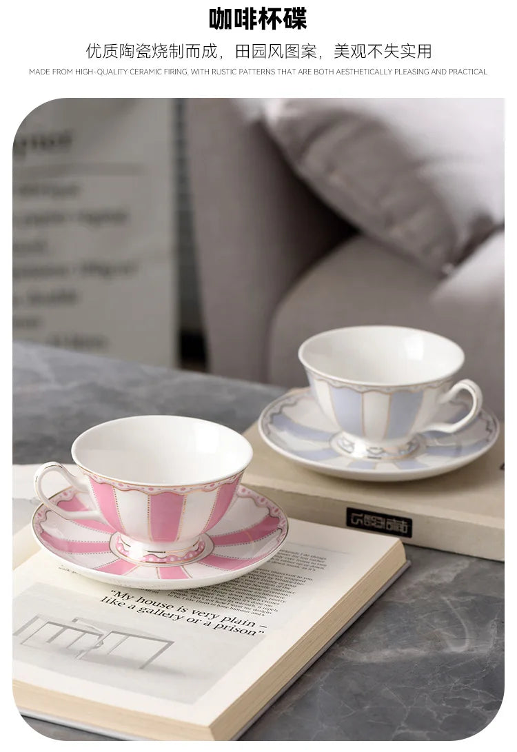 "Gilded Era" Hand-Drawn Gold Bone China Mug & Saucer Set