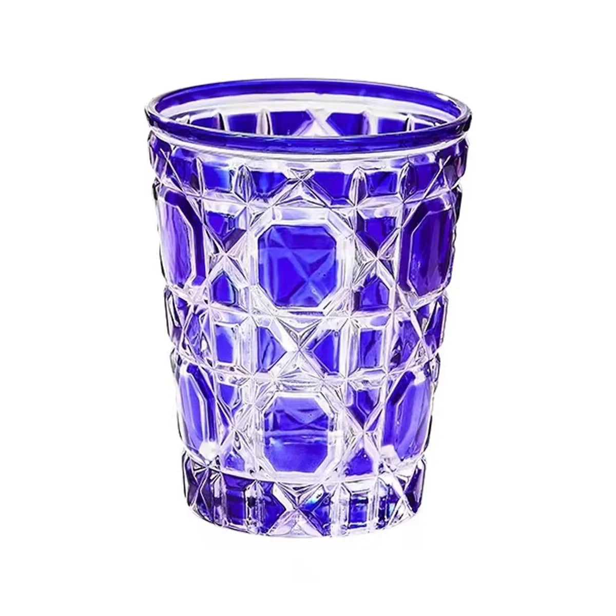 "Mad Men Era" Geometric Carved Plaid Whiskey Glass (360ml)
