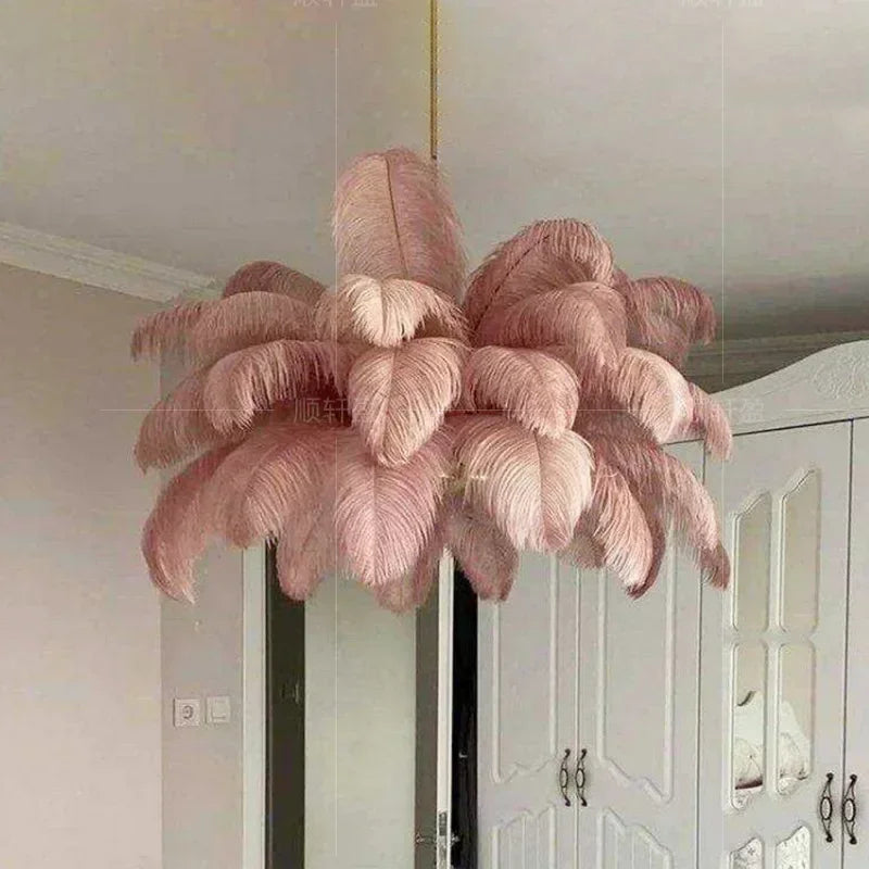 Classic Las Vegas Showgirl Ostrich Feather Chandelier