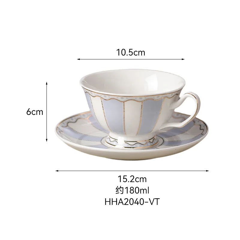 "Gilded Era" Hand-Drawn Gold Bone China Mug & Saucer Set
