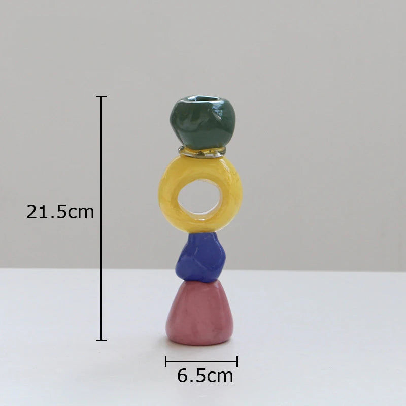 Classic Era Piled Stone Glass Candlestick Holder