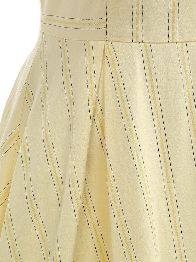 Striped Halter Belted Midi Dress