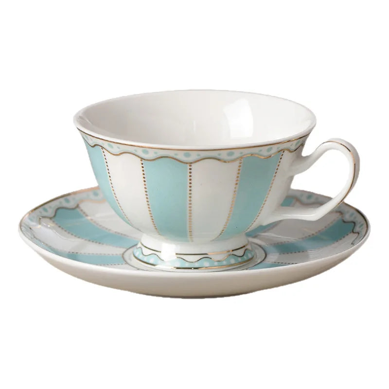 "Gilded Era" Hand-Drawn Gold Bone China Mug & Saucer Set