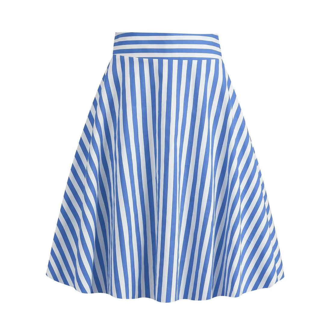 High Waist Vertical Stripe A Line Midi Skirt