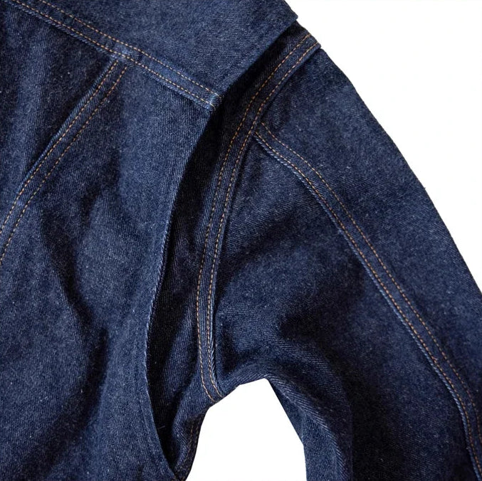 Denim Workwear Jacket with Zip Front and Snap Pockets