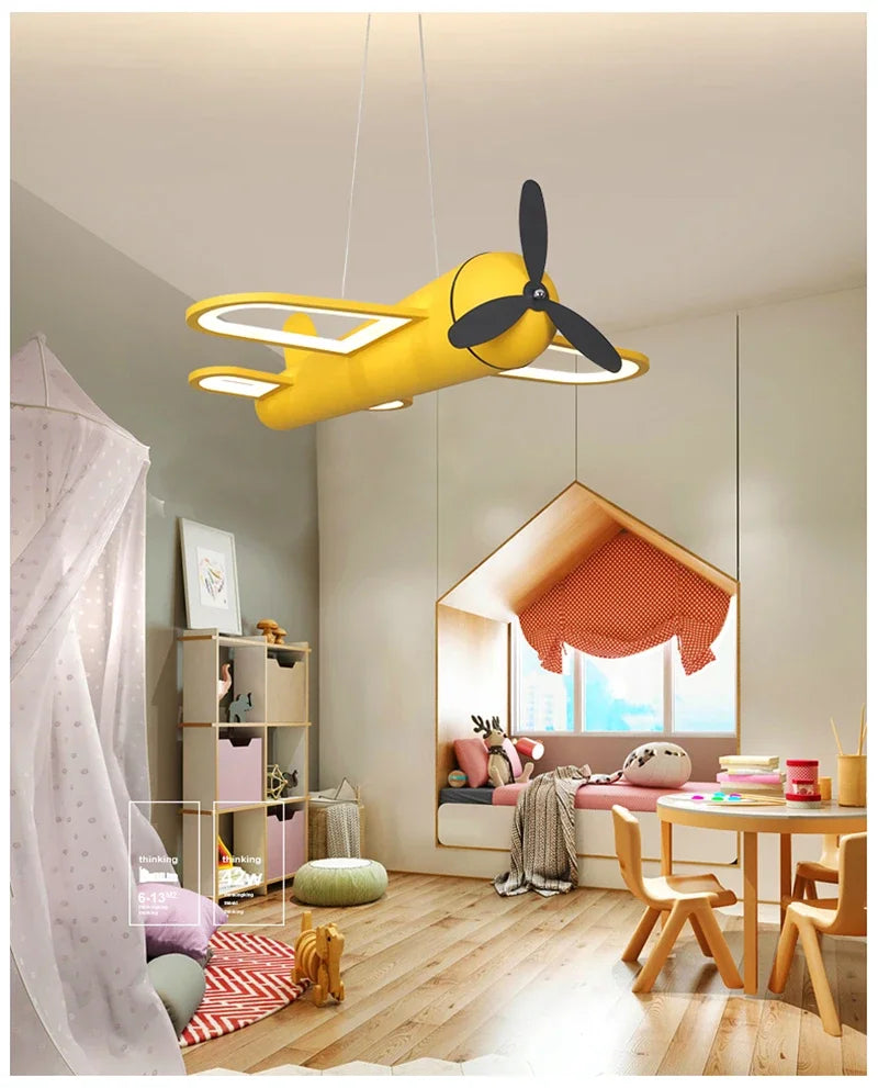 Retro Pop Cartoon Iron Airplane Chandelier