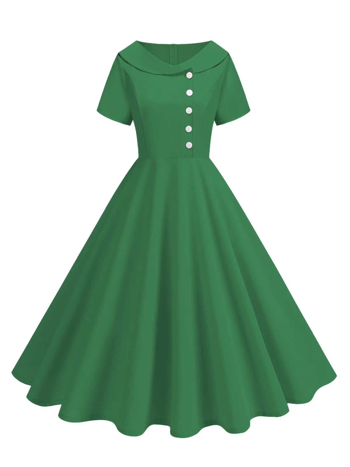 Button Front Fit and Flare Midi Dress