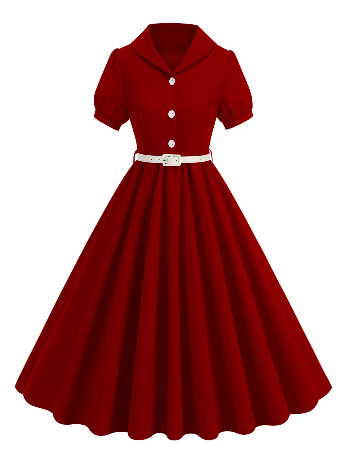 Button Front Collared Fit & Flare Dress