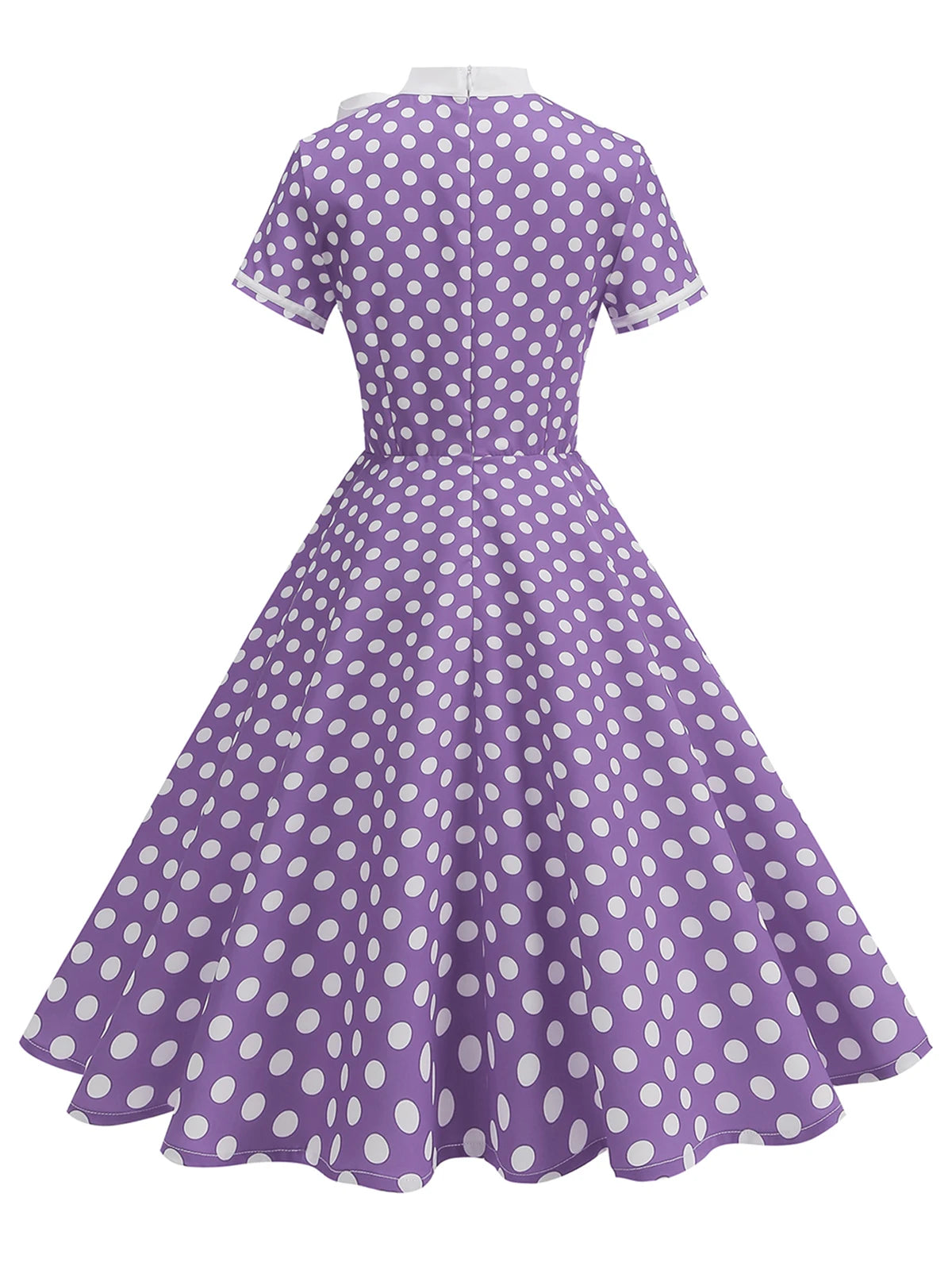 Polka Dot Tie-Neck Fit & Flare Dress