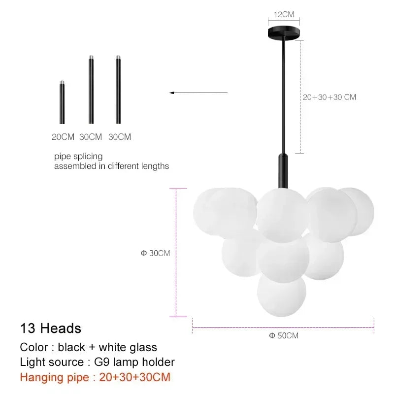 Hollywood Regency Glass Balloon Magic Bean Chandelier