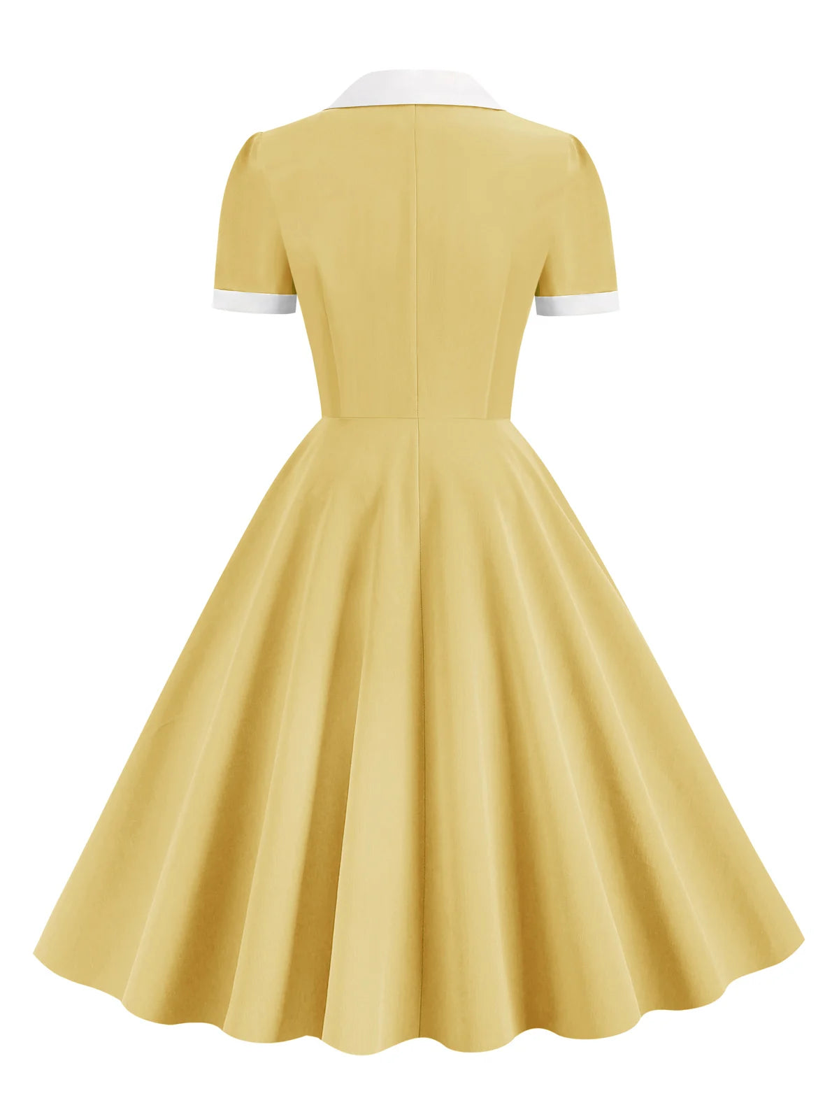 Contrast Collar Button Front Fit & Flare Dress