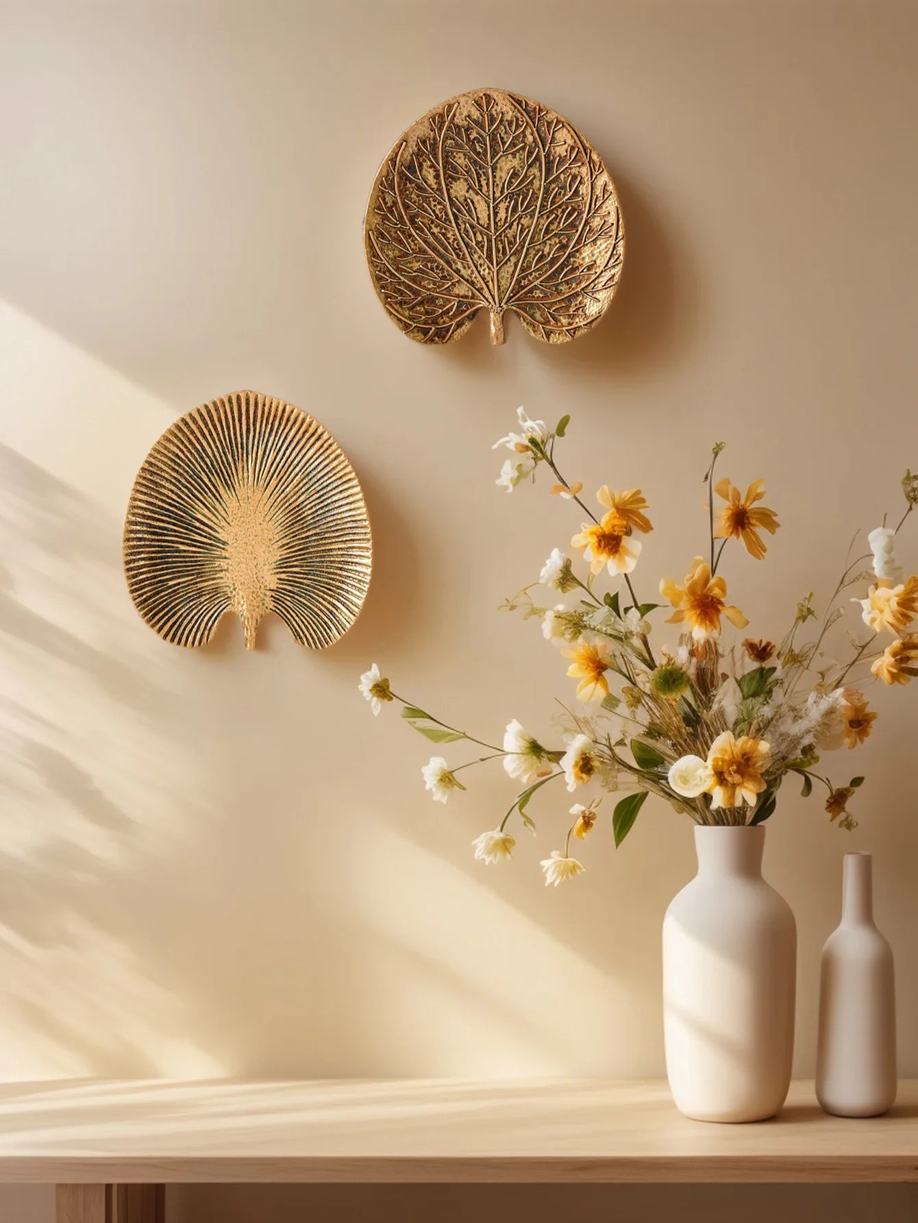 Hollywood Regency Golden Ginkgo Leaf Wall Art