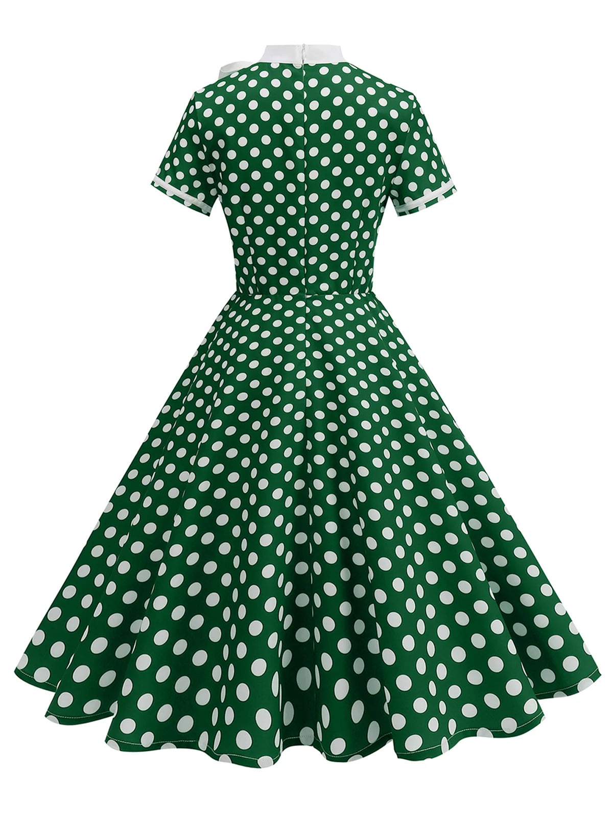Polka Dot Tie-Neck Fit & Flare Dress