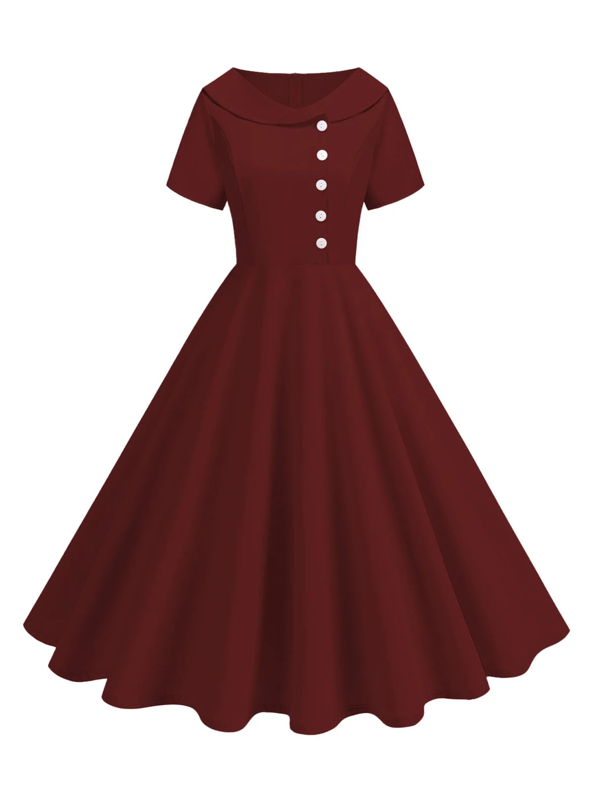 Button Front Fit and Flare Midi Dress