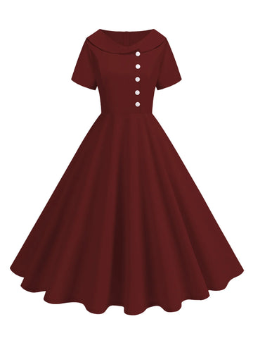Button Front Fit and Flare Midi Dress