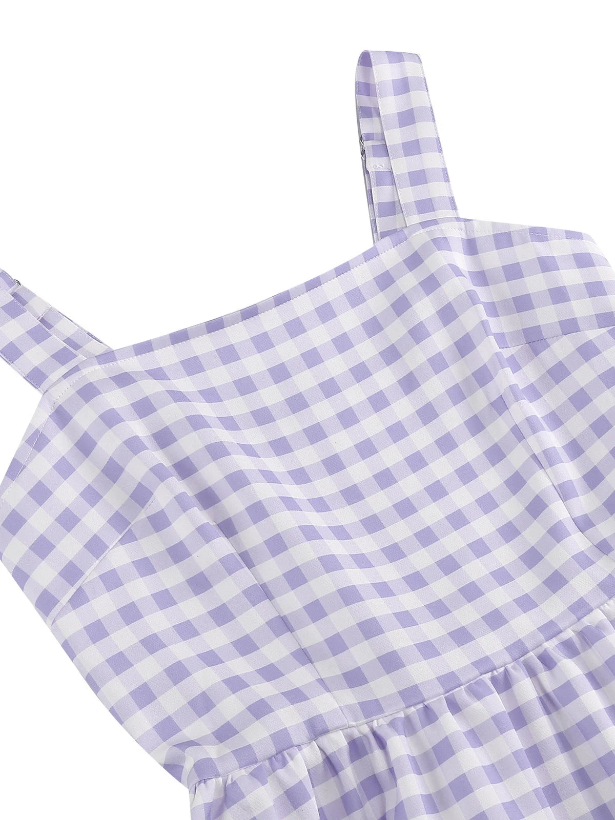 Gingham Square Neck Fit & Flare Dress
