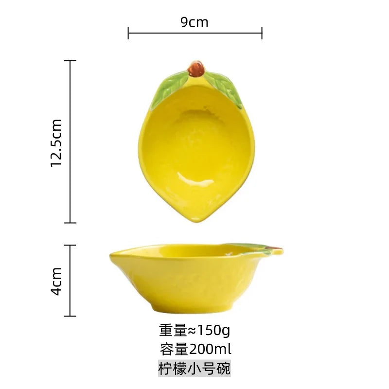 Sunshine Citrus Lemon Ceramic Dipping & Dessert Plate
