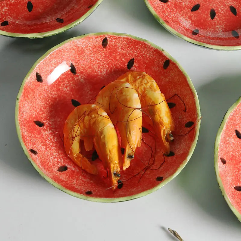 Retro Watermelon Fields Scalloped Stone Fruit Plate
