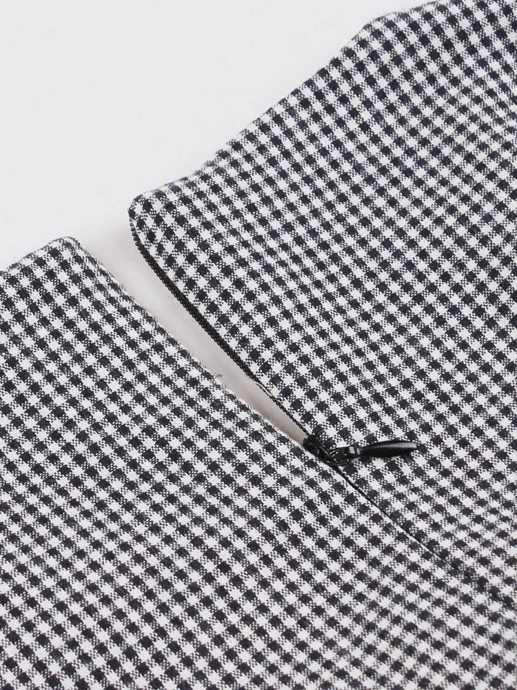 Gingham Collar Belted Fit & Flare Dress
