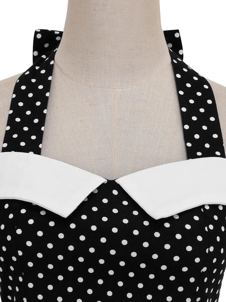 Halter Polka Dot Sweetheart Fit & Flare Dress