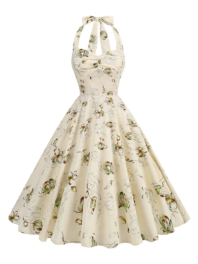 Floral Halter Fit & Flare Dress