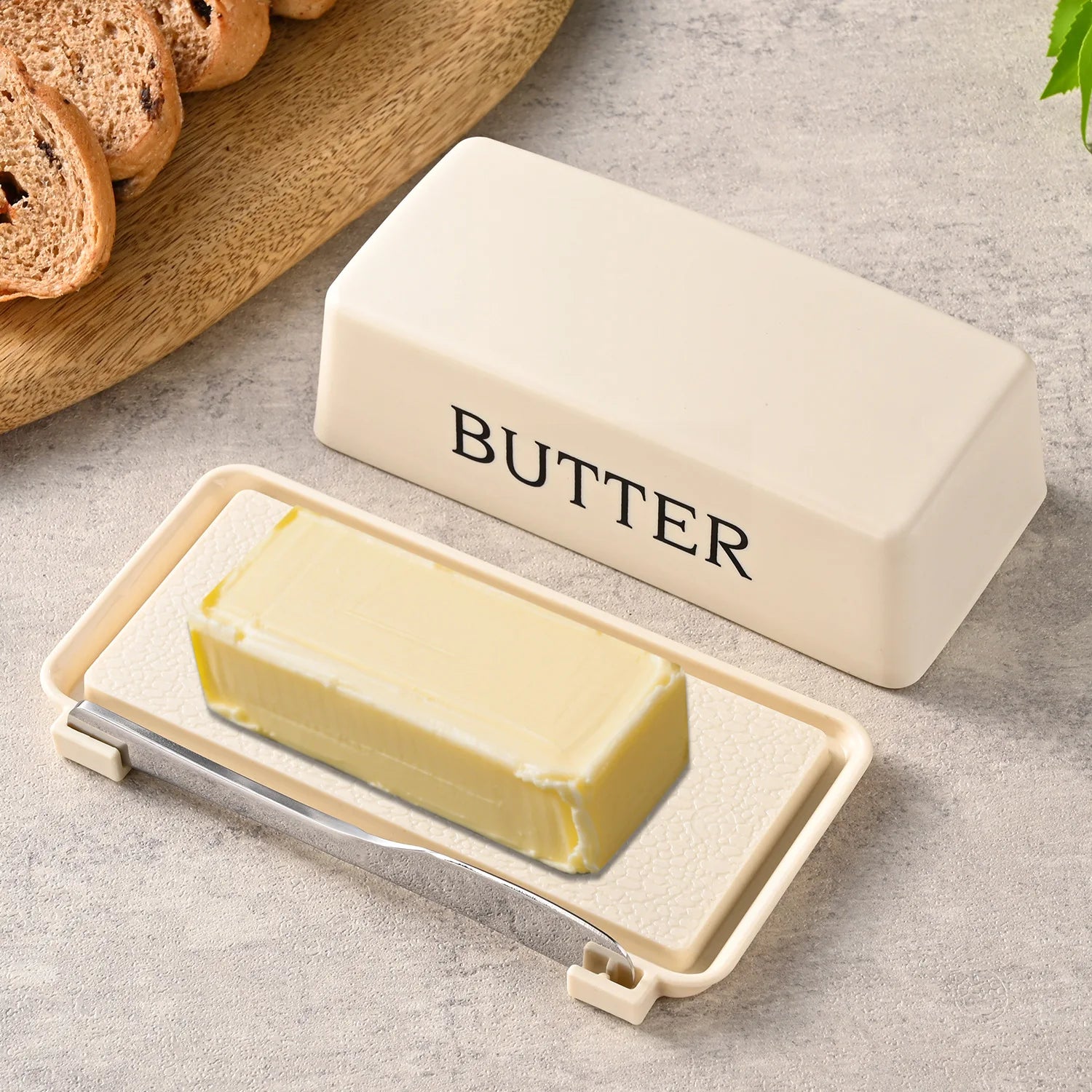 Retro Bistro Sealed Butter Box & Built-In Slicer Knife