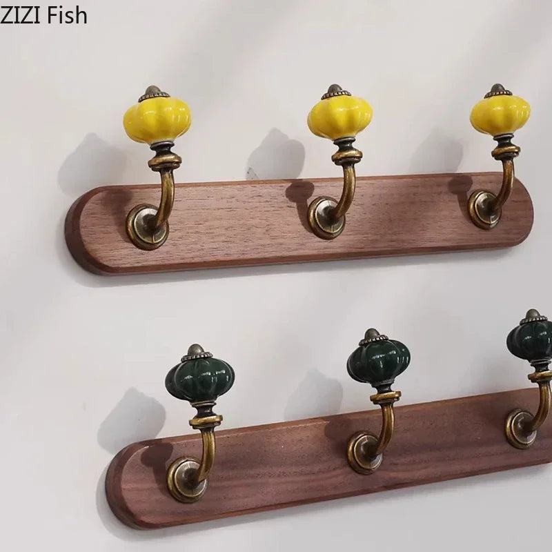 Mid-Century Minimalist Solid Wood Multiple Hanging Hooks
