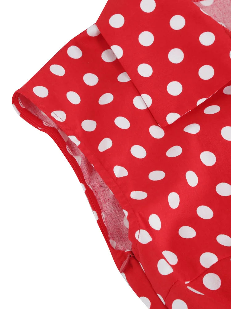 Sleeveless Polka Dot Button Front Midi Dress
