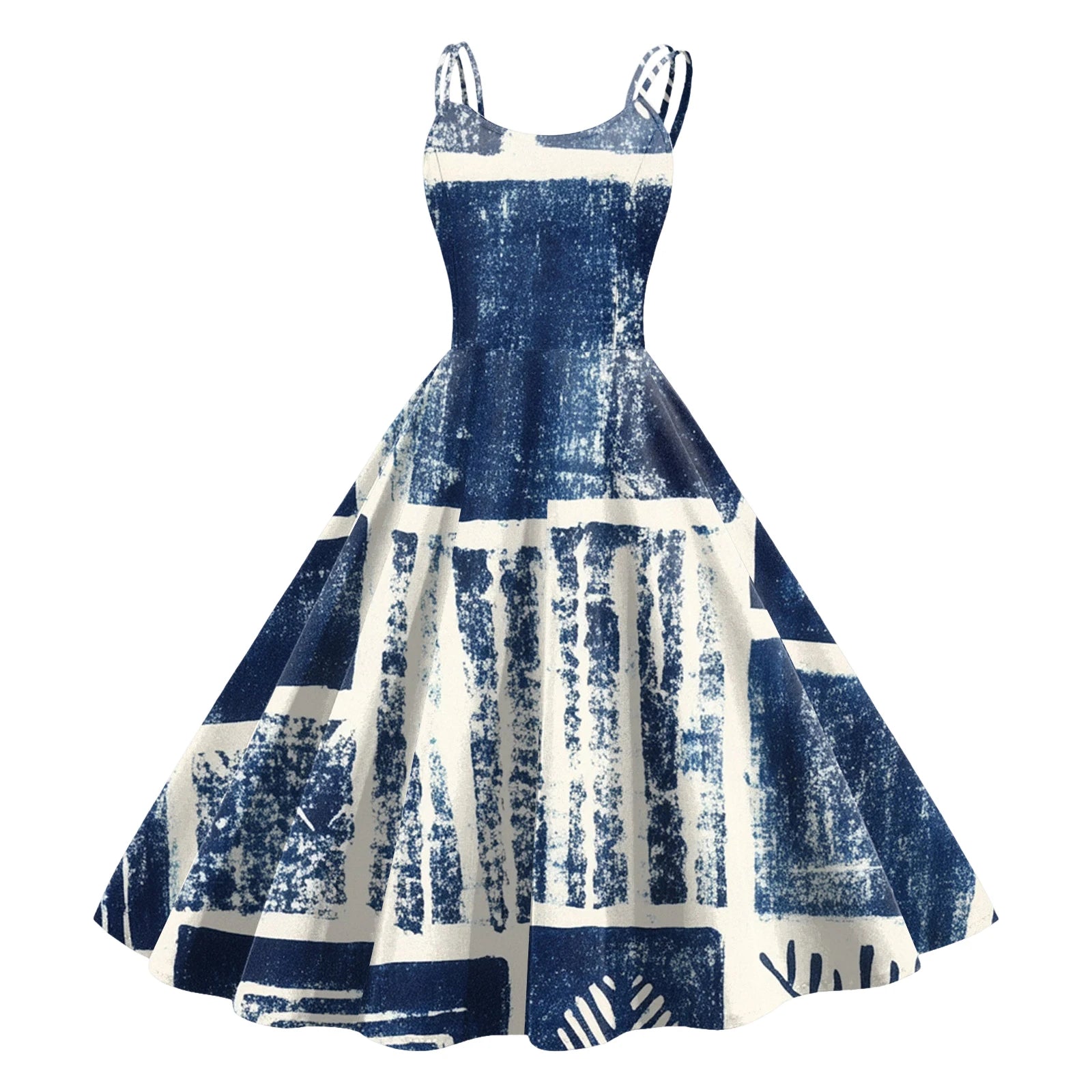 Geometric Print Spaghetti Strap Midi Dress