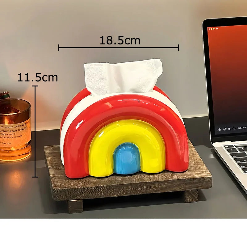 Retro Pop Ceramic Rainbow Tissue Box Cover
