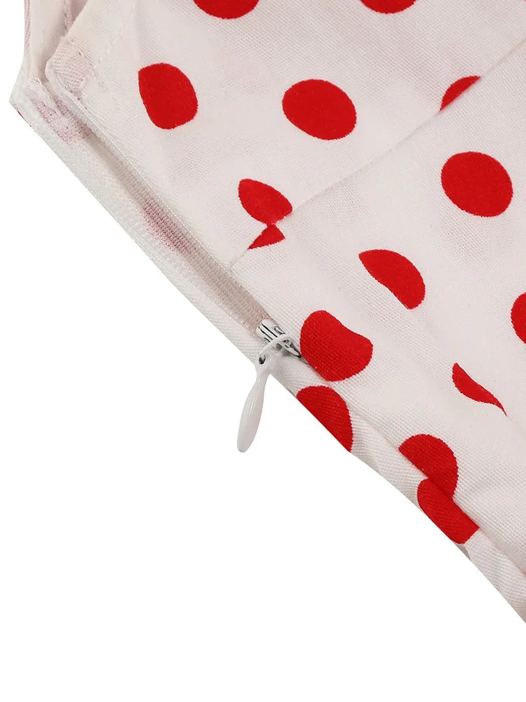 Sleeveless Polka Dot Button Front Midi Dress