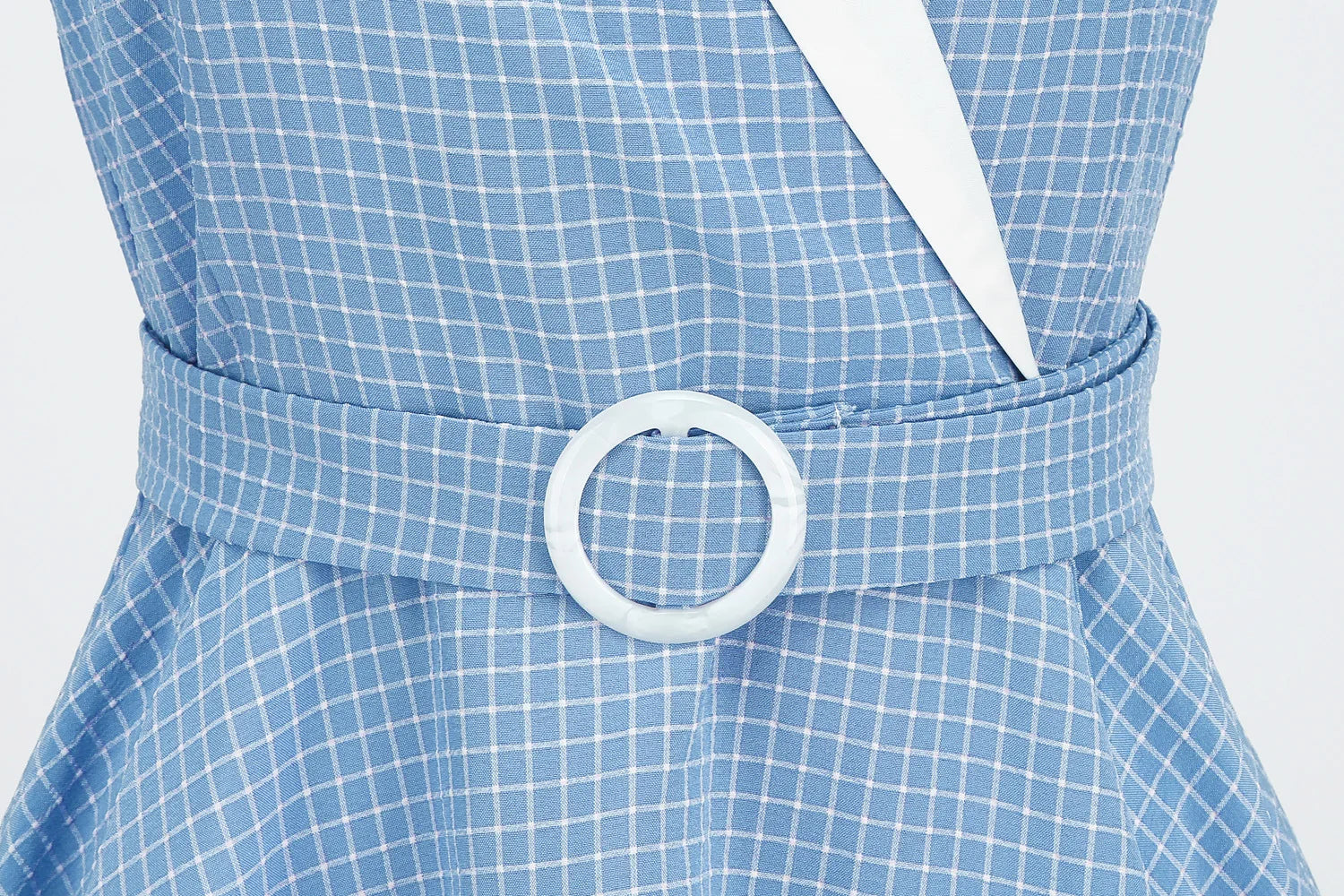 Women Vintage Gingham Dress V-Neck 1950s Swing Dress Rockabilly Cocktail Tea Party Dress WIth Belt Casual Dress Plaid Dress