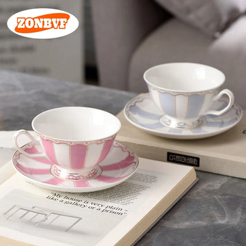 "Gilded Era" Hand-Drawn Gold Bone China Mug & Saucer Set
