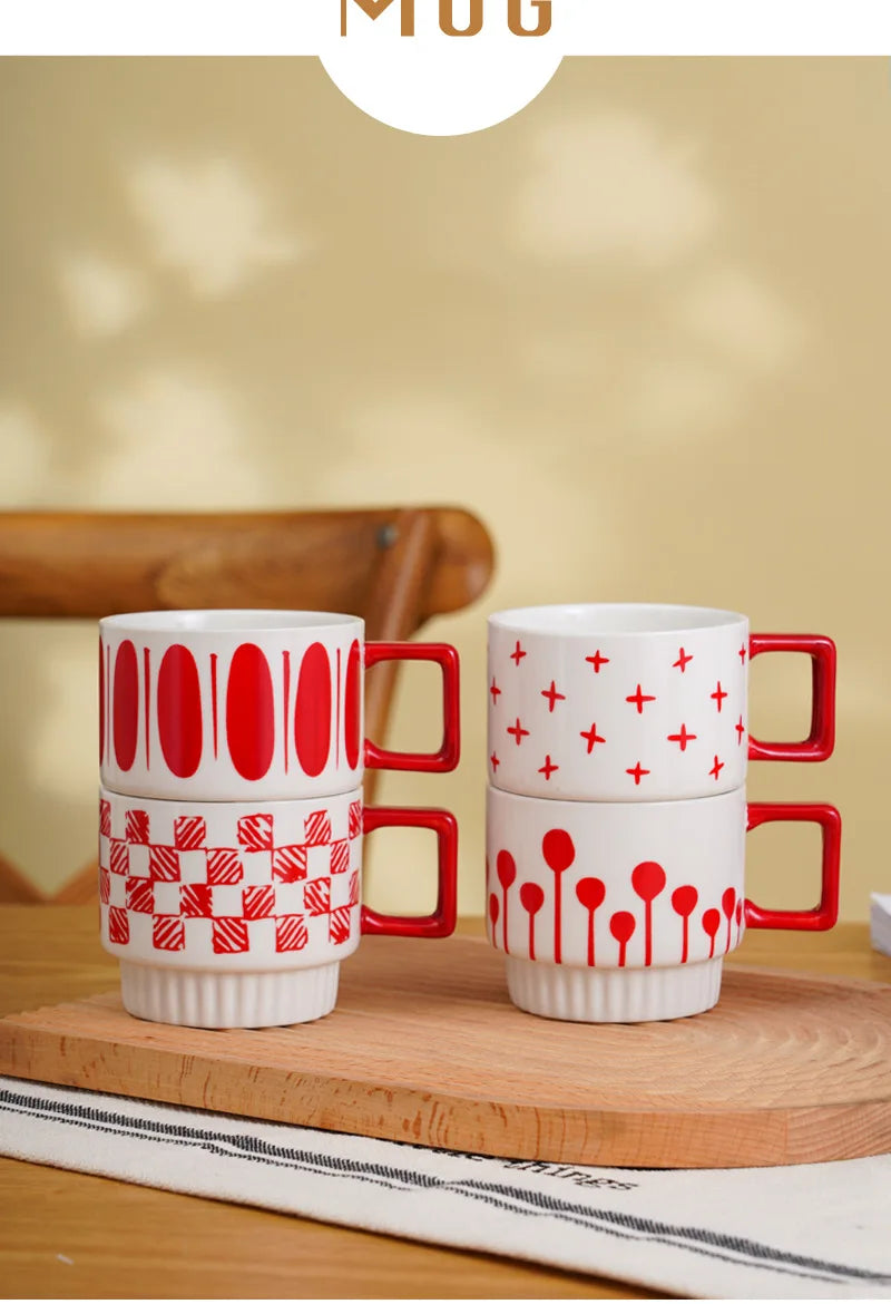 Gilded Era Polka Dot Ceramic Coffee Cup & Saucer Set
