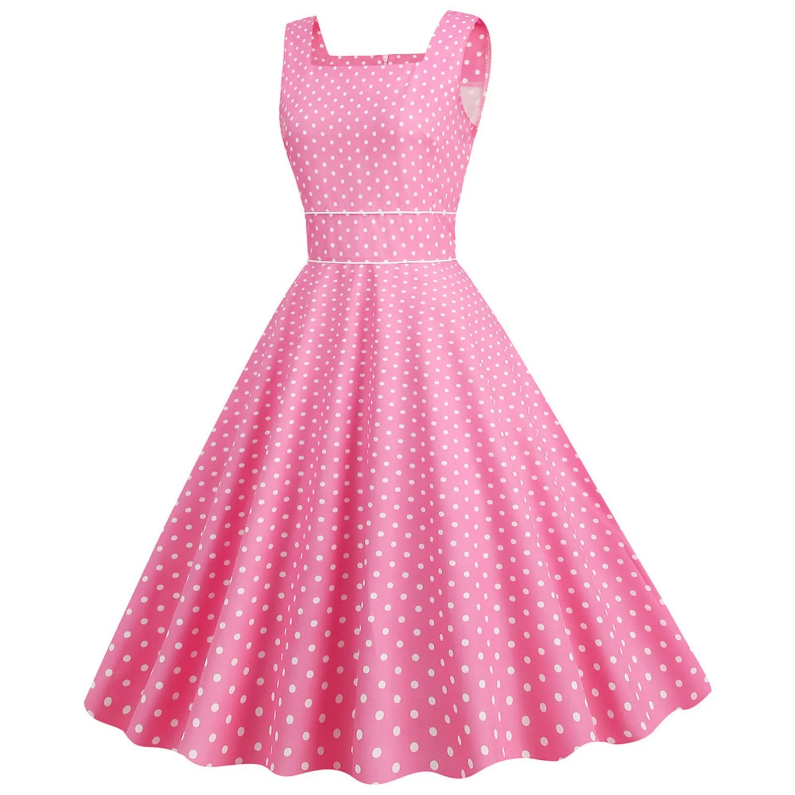 Sleeveless Polka Dot Fit and Flare Midi Dress