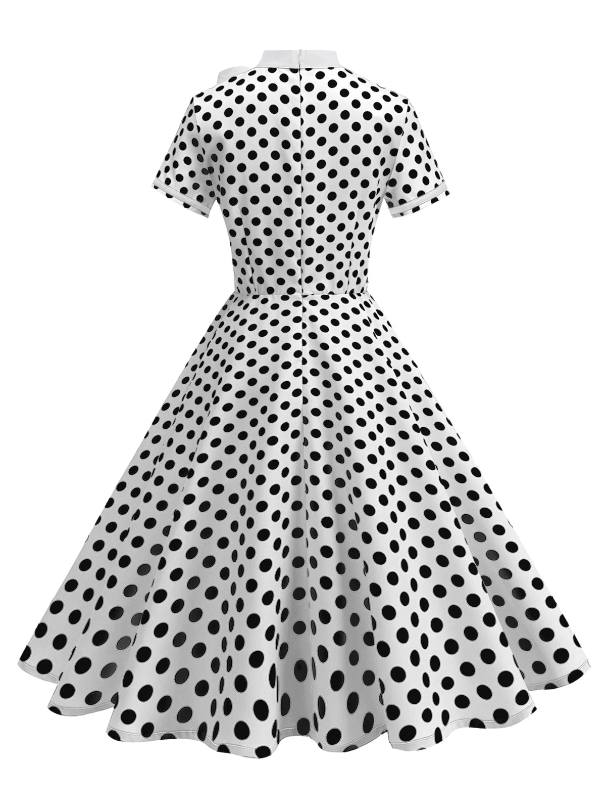 Polka Dot Tie-Neck Fit & Flare Dress