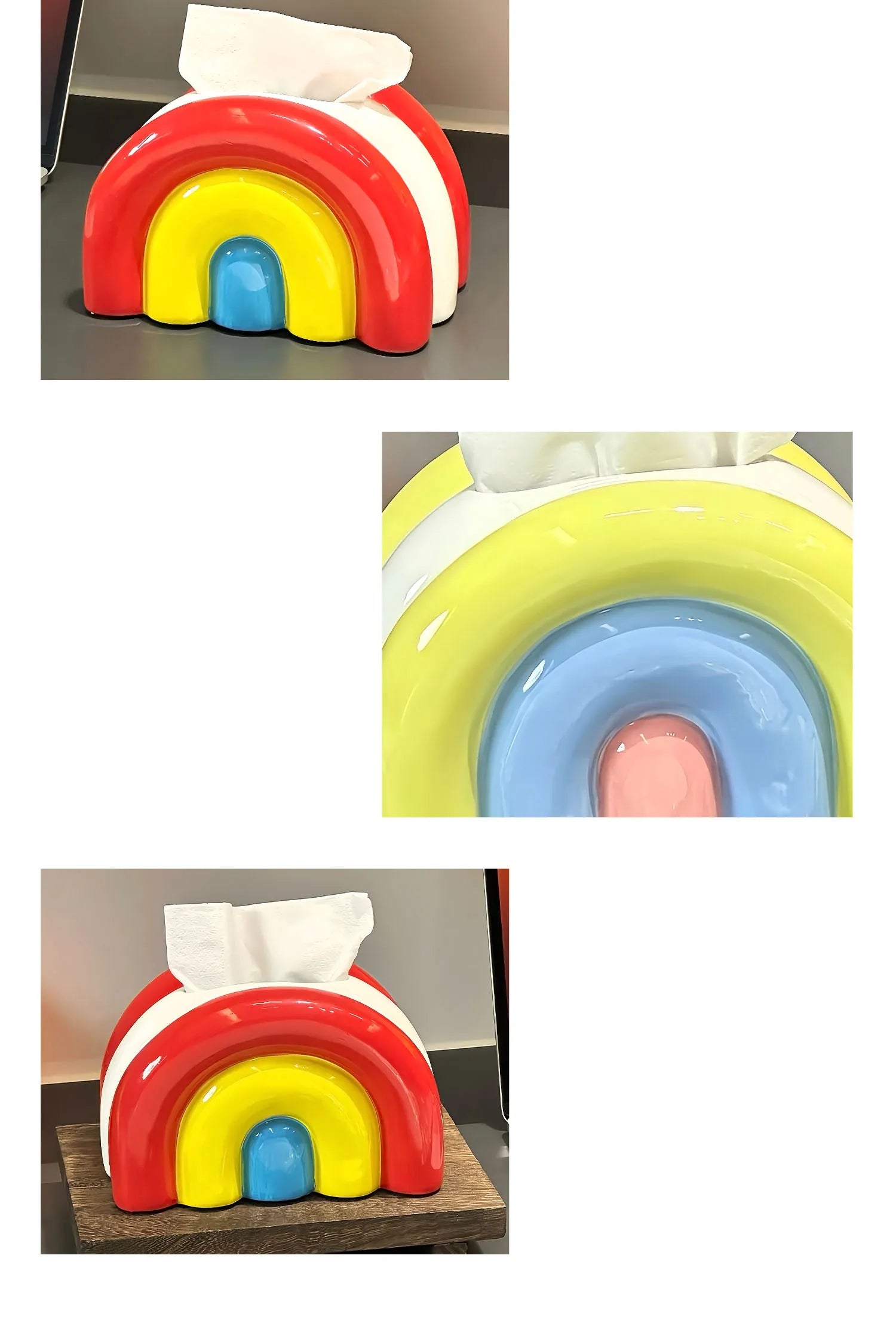Retro Pop Ceramic Rainbow Tissue Box Cover