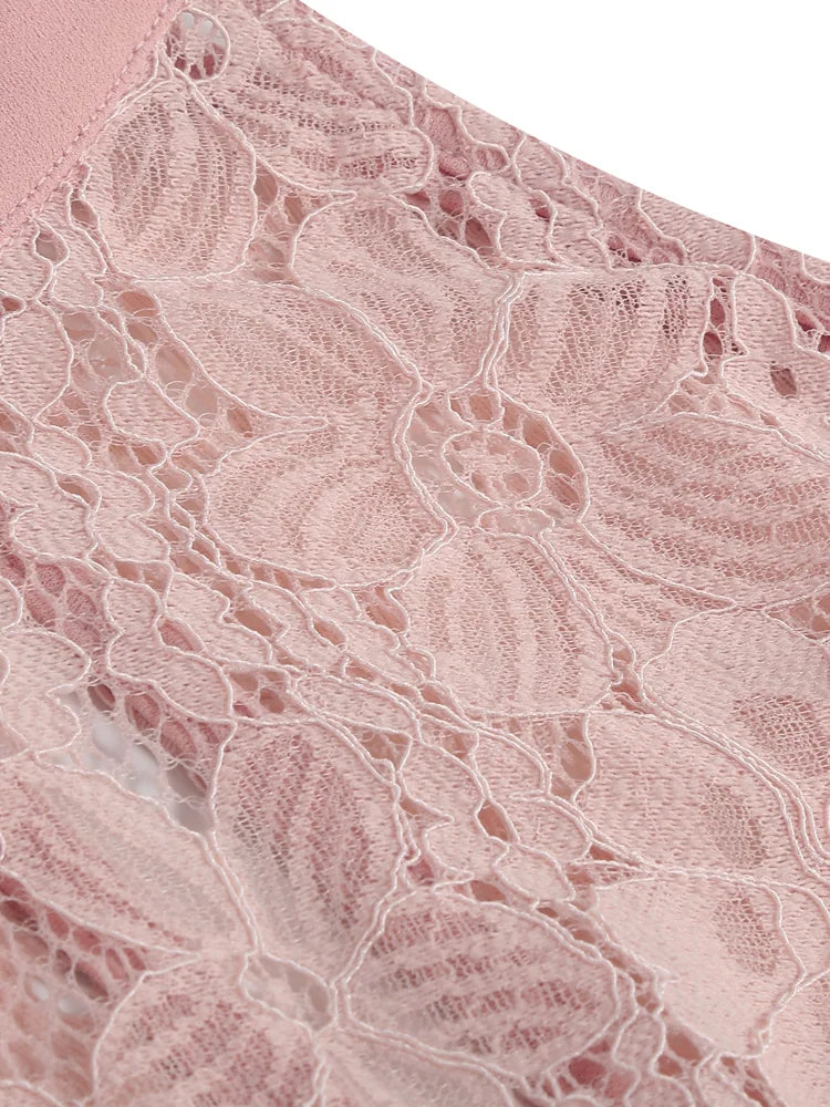 Lace Yoke Halter Fit & Flare Dress