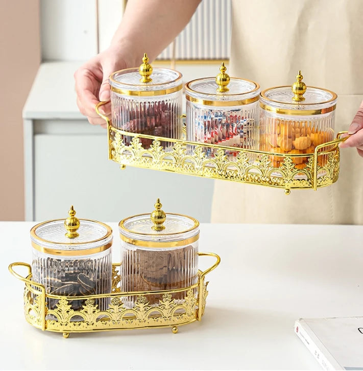 Retro Diner Striped Glass Sugar & Spice Jar