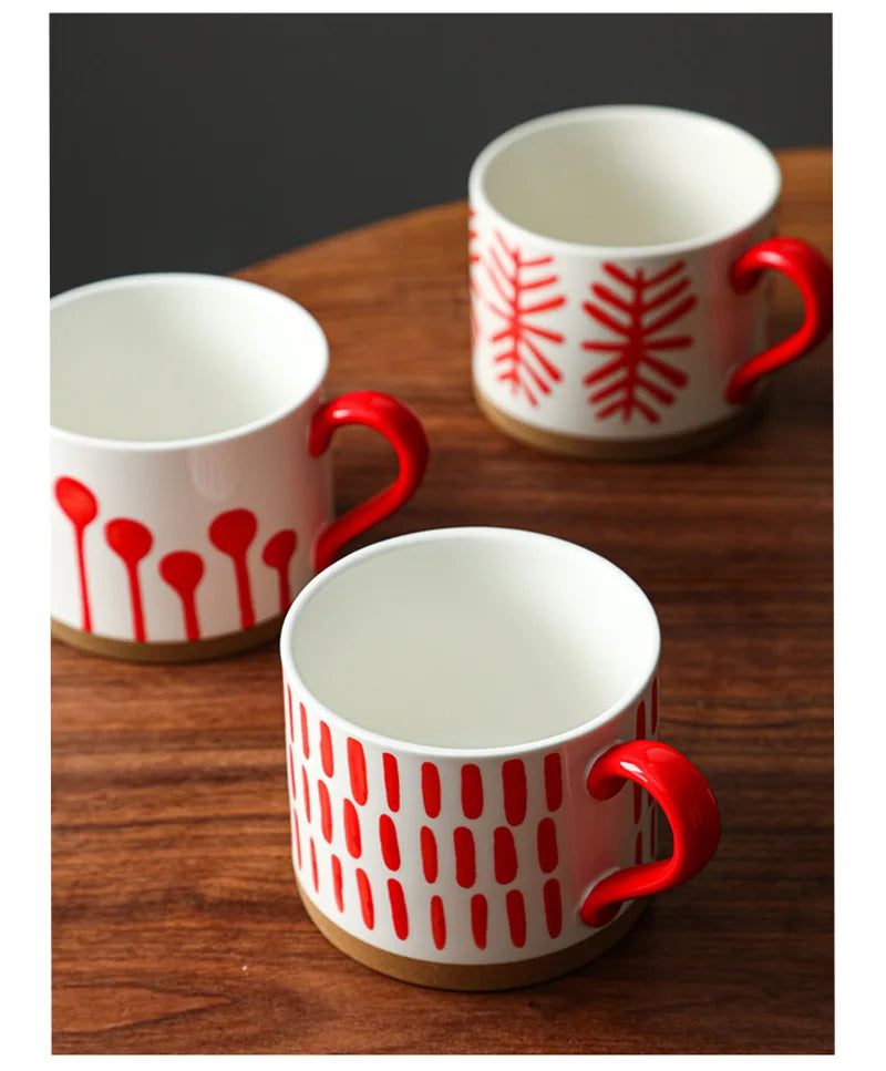 Retro Boho Painted Pattern Porcelain Stacking Mug