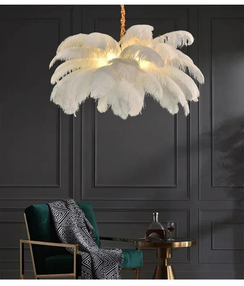 Classic Las Vegas Showgirl Ostrich Feather Chandelier