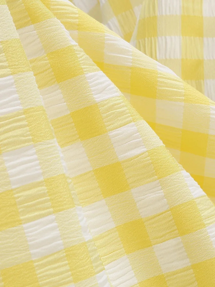 Gingham Halter Full Skirt Dress