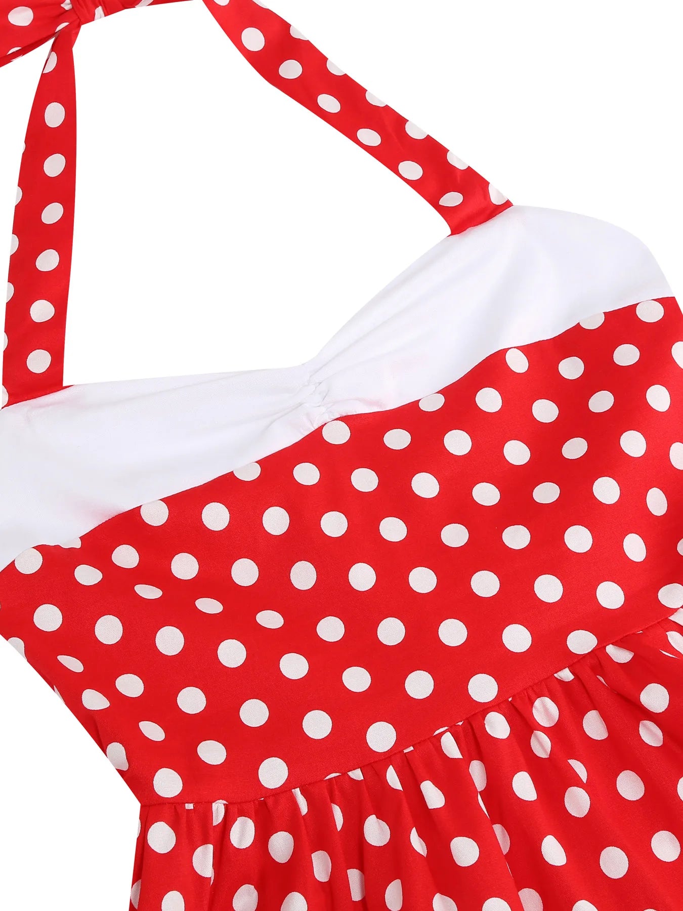 Polka Dot Halter Midi Dress with Contrast Bodice