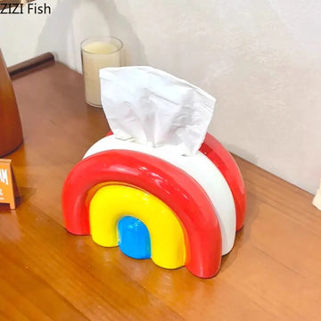 Retro Pop Ceramic Rainbow Tissue Box Cover