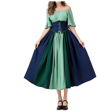 Off Shoulder Lace Up Panel Midi Dress