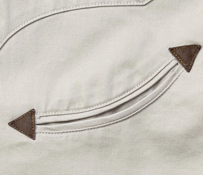 1940s Style Long Sleeve Western-Style Button-Up Shirt with Embroidered Yoke Details