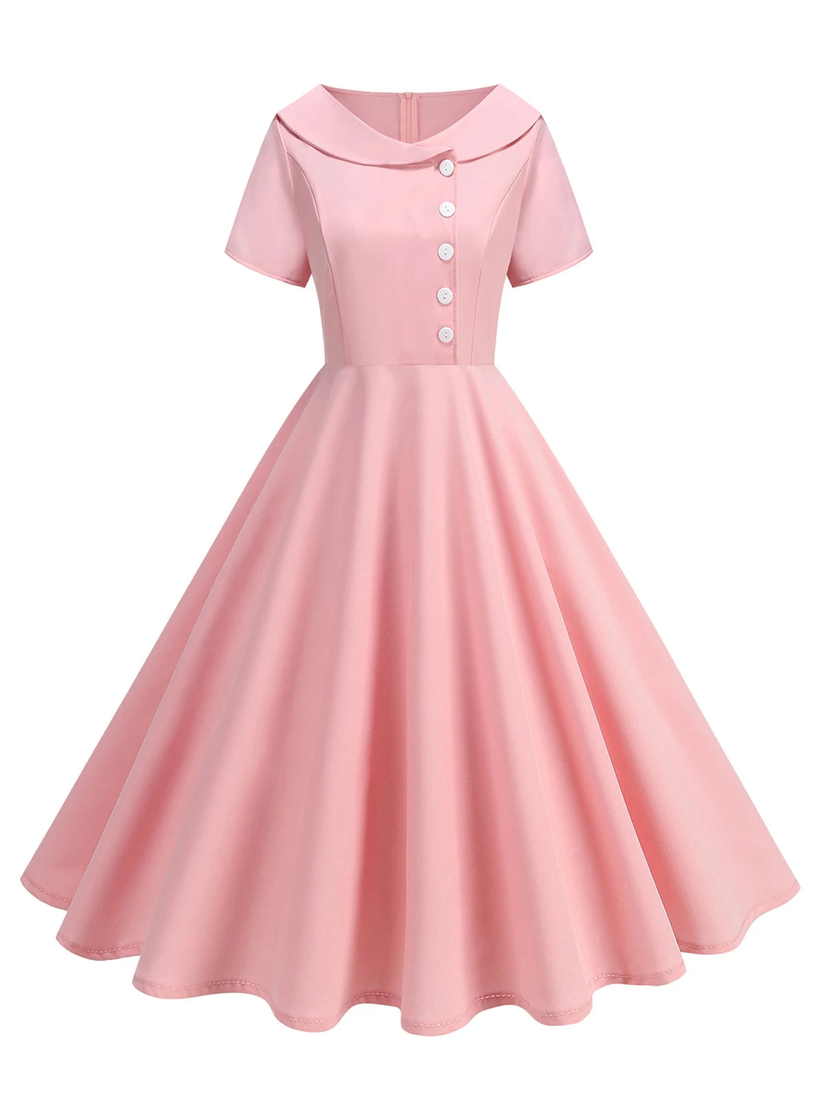 Button Front Fit and Flare Midi Dress